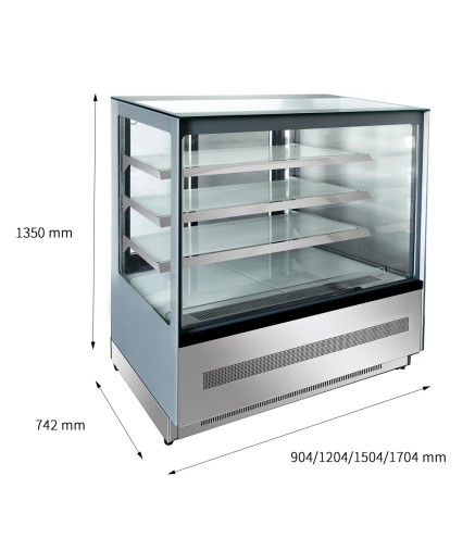 Vitrina Pasteles Refrigerada Cristales Rectos 150x75x140CM