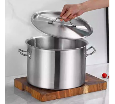 Olla Sopa Con Tapa 20L Ø30cm Inox 304 Inducción/Fuego