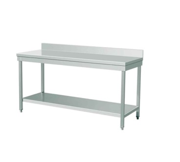 Mesa de Trabajo Inox Doble Capa (60/70/80/100x70x85+10cm) Borde Integrado
