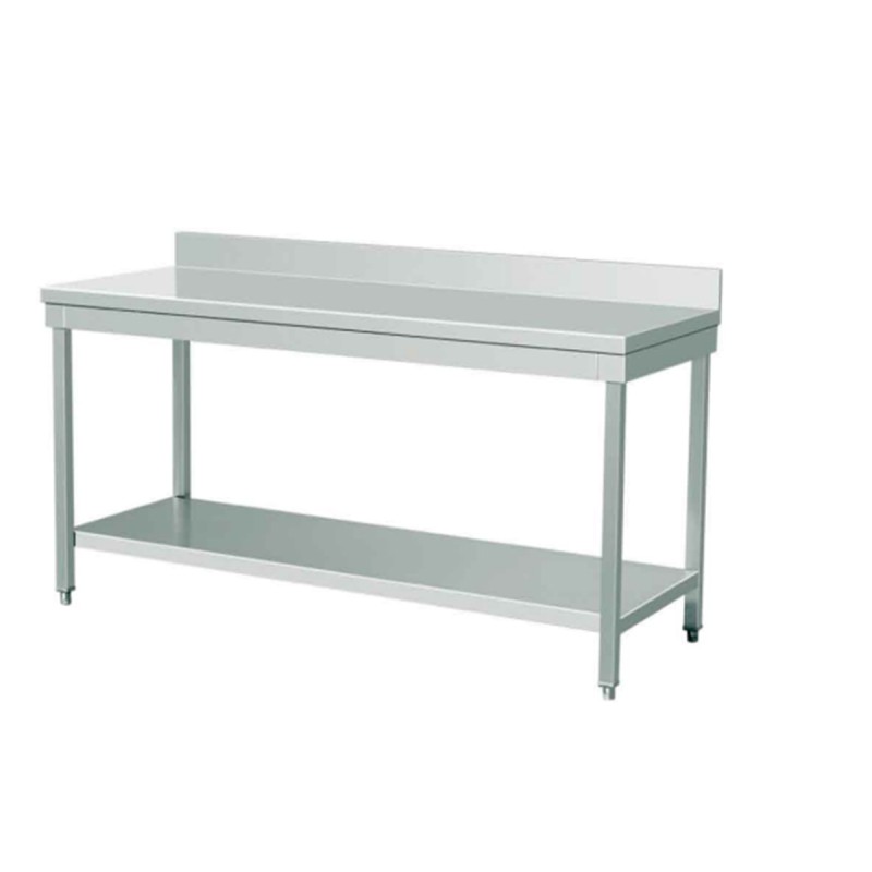 Mesa de Trabajo Inox Doble Capa (60/70/80/100x70x85+10cm) Borde Integrado Mesa de Trabajo Inox Doble Capa (60/70/80/100x70x85+10cm) Borde Integrado