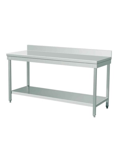 Mesa Trabajo Inox Doble Capa (120/140/180x70x95cm) Borde Integrado