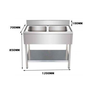 Fregadero Inox (120x70/60x85+10cm) Doble Seno/Simple con Respaldo