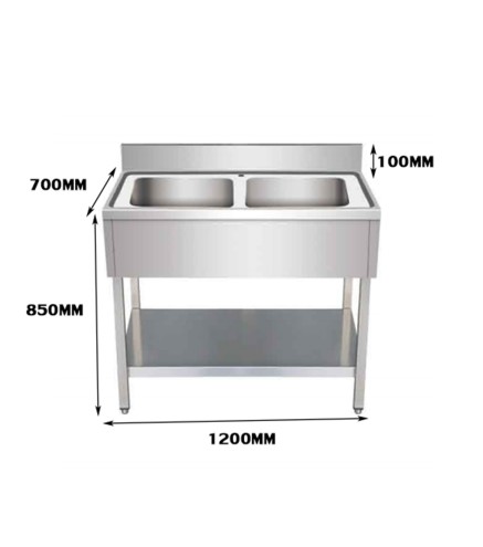 Fregadero Inox (120x70/60x85+10cm) Doble Seno/Simple con Respaldo