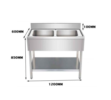 Fregadero Inox (120x70/60x85+10cm) Doble Seno/Simple con Respaldo