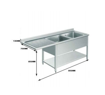 Fregadero Inox 1 Seno 1600x700x950MM (Izquierda/Derecha)