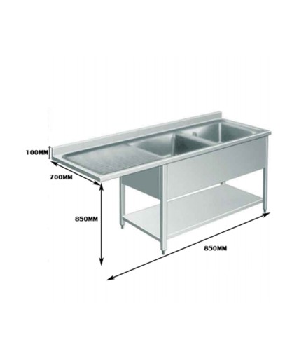 Fregadero Inox 1 Seno 1600x700x950MM (Izquierda/Derecha)
