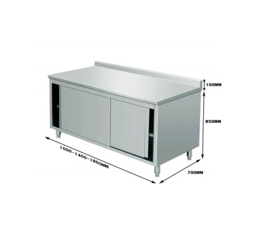 Mesa Acero Inox con Puerta 100/140x70x95cm