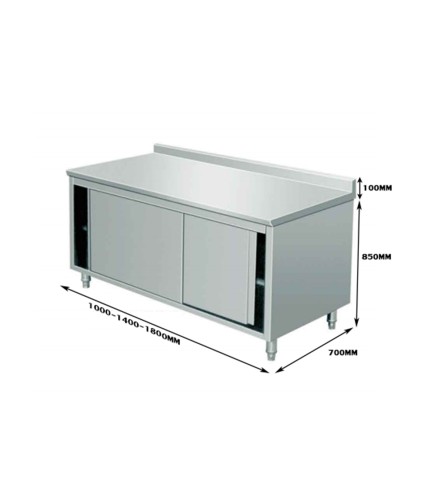 Mesa Acero Inox con Puerta 100/140x70x95cm