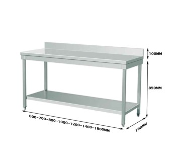 Mesa Trabajo Acero Inoxidable 100/120/140/180*70*95 CM