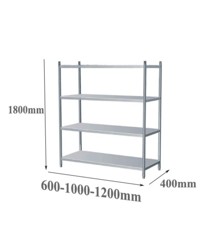 Estantería Inox 4 Bandejas (60/100/120)x40x180cm Patas Redondas