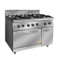 Fogón De Gas  Natural Con 6 Quemadores Con Horno 100°C-300°C 50KW Serie 700 - 1200X700X1085Mm - 3X3 5KW + 3X7KW