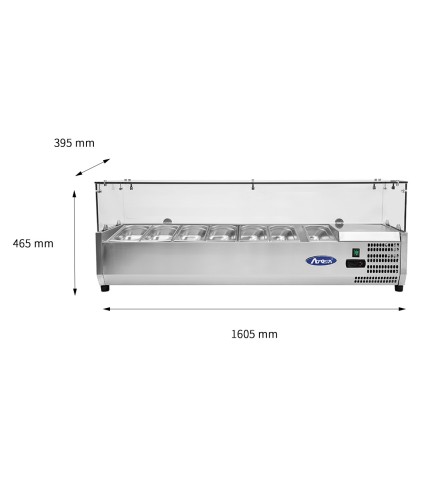 Vitrina Fría Superior 7xGN1/3 56 Litros 1605x335x460MM
