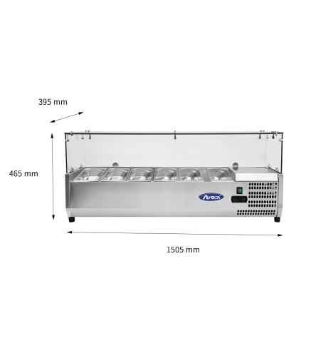 Vitrina Fría Superior 6xGN1/3 1505x335x460MM 56 Litros