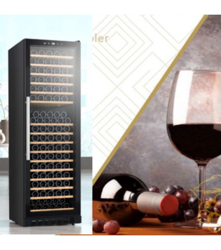 Enfriador De Vino Para 163 Botellas 5℃~18℃, 595 X 680 X 1710MM Con Puerta De Cristal