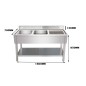 Fregadero Industrial Doble Seno Inox 160x70cm con Escurridor (Izquierda/Derecha) Fregadero Industrial Doble Seno Inox 160x70cm con Escurridor (Izquierda/Derecha)