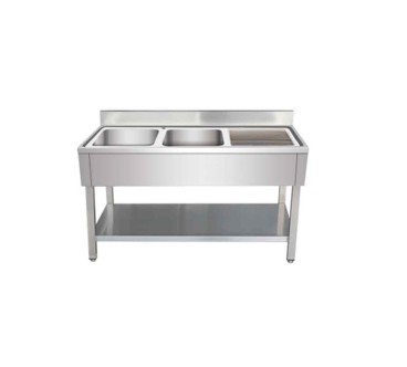 Fregadero Industrial Doble Seno Inox 160x70cm con Escurridor (Izquierda/Derecha)