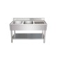 Fregadero Industrial Doble Seno Inox 160x70cm con Escurridor (Izquierda/Derecha) Fregadero Industrial Doble Seno Inox 160x70cm con Escurridor (Izquierda/Derecha)