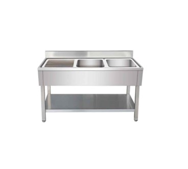 Fregadero Industrial Doble Seno Inox 160x70cm con Escurridor (Izquierda/Derecha)