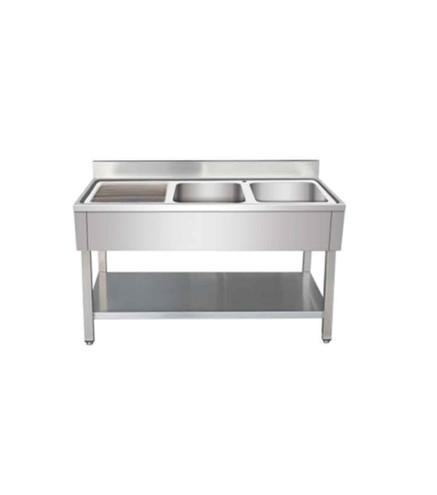 Fregadero Industrial Doble Seno Inox 160x70cm con Escurridor (Izquierda/Derecha)