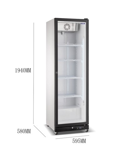 Vitrina Expositora Refrigerada HEDECO 380L 1P 5 Estantes 59.5x58x194cm