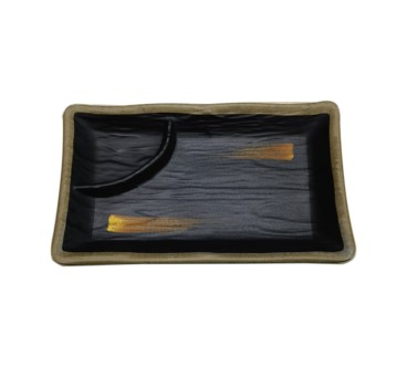 Plato Sushi Doble Rejilla con Textura de Piedra - 7.8"