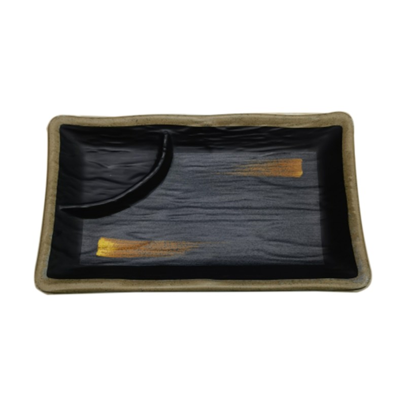 Plato Sushi Doble Rejilla con Textura de Piedra - 7.8"