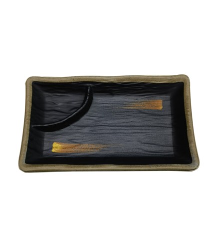 Plato Sushi Doble Rejilla con Textura de Piedra - 7.8"