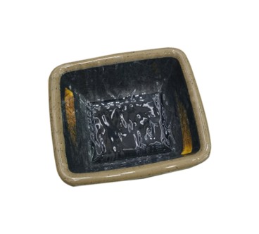 Plato para Salsa Cuadrado con Textura de Piedra - 3"