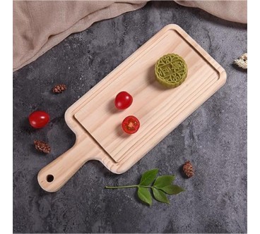 Plato Rectangular de madera con Asa 14.8"