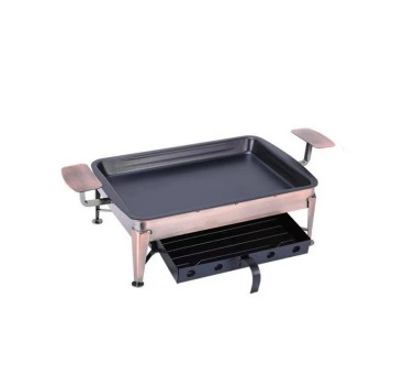 Plato Parrilla Hierro 30x40cm | con Cajón | Negro y Bronce | Pescado y Mariscos