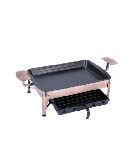 Plato Parrilla Hierro 30x40cm | con Cajón | Negro y Bronce | Pescado y Mariscos