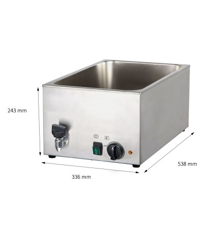 Baño María Eléctrico GN 1/1 Con Drenaje - 33.6x53.8x24.3cm