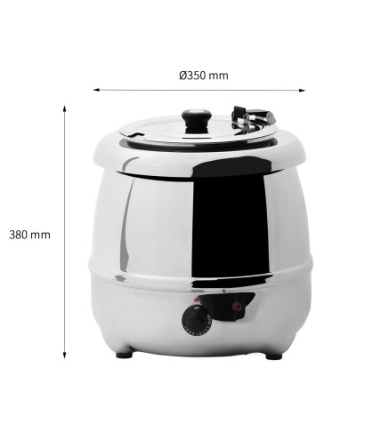 Olla Eléctrica Sopa Caliente 10L Ø35x38cm - Acero Inox/ Negro