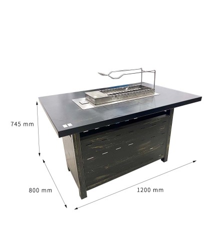 Mesa BBQ Madera Negra 1.2m/1.6m - Parrilla Reversible