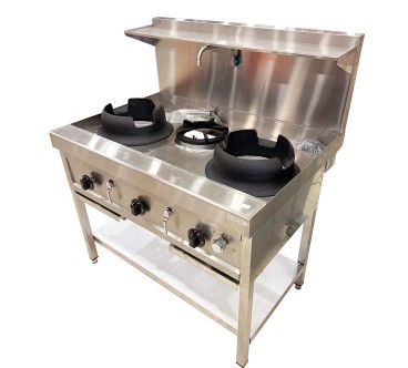 Cocina de Gas Industrial 3/4 Fuegos Grifo Integrado GN & Propano 44/48.5Kw