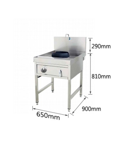 Cocina de Gas Profesional 1 Fuego Rápido con Grifo - GN Propano 65x90x81cm+ 29cm