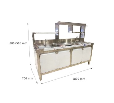Mesa Bar 150/180cm | Fregadero | Grifo | Lavavasos | Recogevasos | Basurero