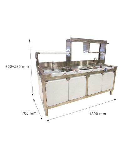Mesa Bar 150/180cm | Fregadero | Grifo | Lavavasos | Recogevasos | Basurero