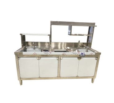 Mesa Bar 150/180cm | Fregadero | Grifo | Lavavasos | Recogevasos | Basurero