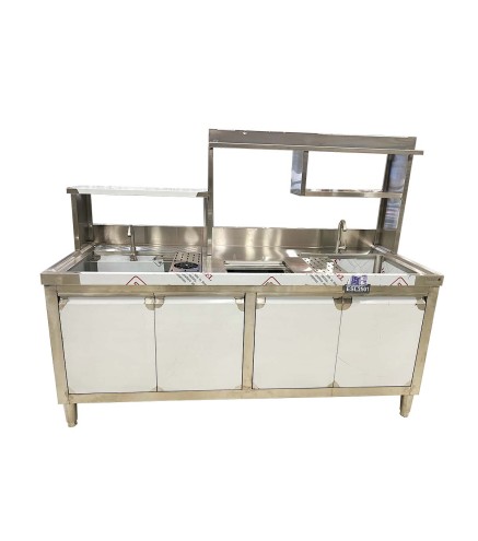 Mesa Bar 150/180cm | Fregadero | Grifo | Lavavasos | Recogevasos | Basurero