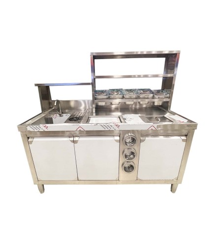 Mesa Bar 150/180cm | Fregadero | Grifo | Lavavasos | Recogevasos | Basurero