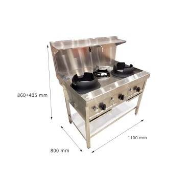 Cocina de Gas Industrial 3/4 Fuegos Grifo Integrado GN & GLP 44/48.5Kw