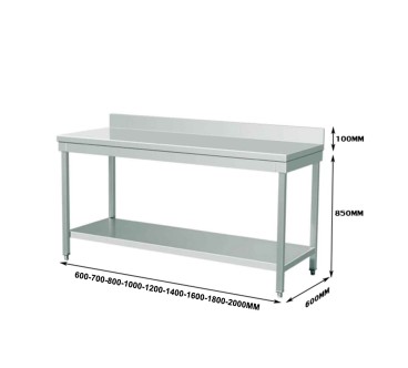 Mesa de Trabajo INOX - Doble Estante - 140x60x85 +10cm
