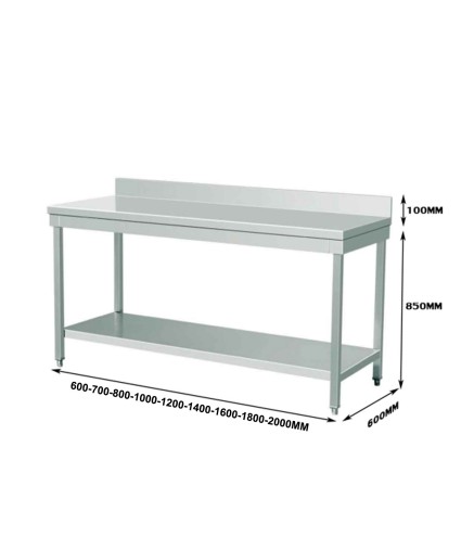 Mesa de Trabajo INOX - Doble Estante - 140x60x85 +10cm