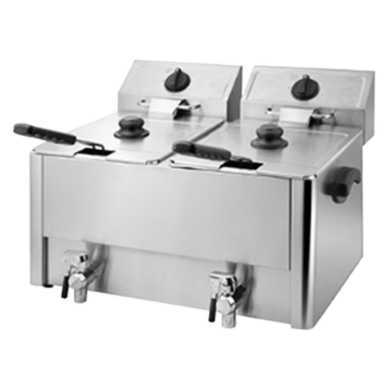 Freidora Industrial 8+8L Con Grifo 220-240V/50Hz 3.25KW*2 559*550*389MM HEDECO Freidora Industrial 8+8L Con Grifo 220-240V/50Hz 3.25KW*2 559*550*389MM HEDECO