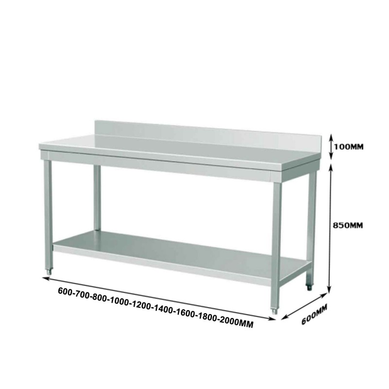 Mesa de Trabajo INOX - Doble Estante - 200x60x85 +10cm Mesa de Trabajo INOX - Doble Estante - 200x60x85 +10cm