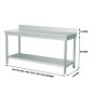 Mesa de Trabajo INOX - Doble Estante - 200x70x85 +10cm Mesa de Trabajo INOX - Doble Estante - 200x70x85 +10cm