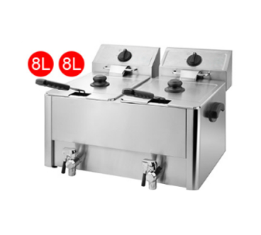 Freidora Industrial 8+8L Con Grifo 220-240V/50Hz  3.25KW*2 559*550*389MM HEDECO