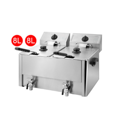 Freidora Industrial 8+8L Con Grifo 220-240V/50Hz  3.25KW*2 559*550*389MM HEDECO