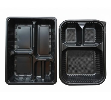 Envases de Plástico Takeaway - Negro - 3 y 5 Compartimentos